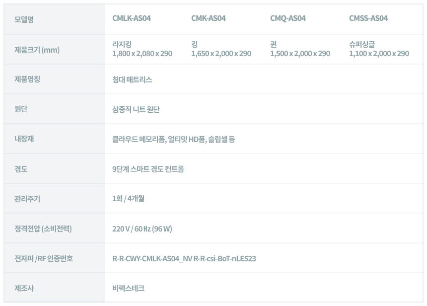 코웨이 CMQ-AS04 코웨이 비렉스 스마트 매트리스 S6 상세이미지 24