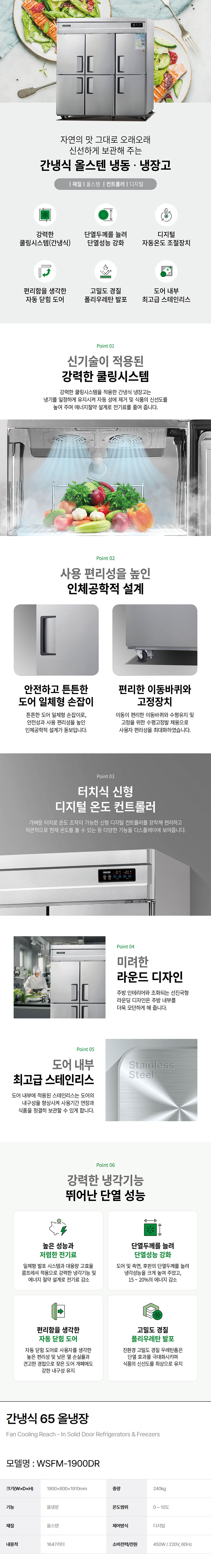 동양렌탈 WSFM-1900DR 그랜드우성 65박스 업소용 냉동고 냉장고 간냉식 올냉장 올스텐 상세이미지 1